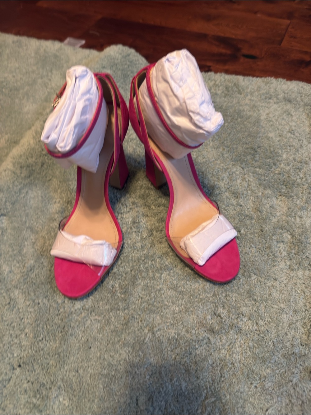 SCHUTZ Hot Pink Ankle Strap Block Heels